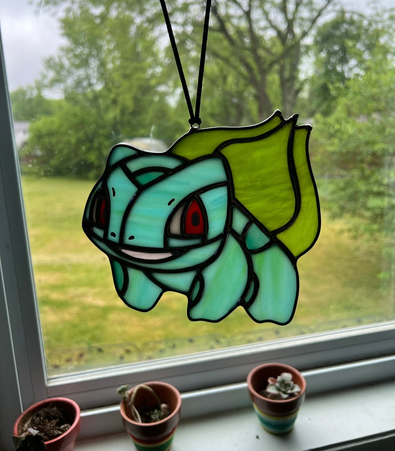 Bulbasaur Inspired Stained Glass Suncatcher or Nightlight