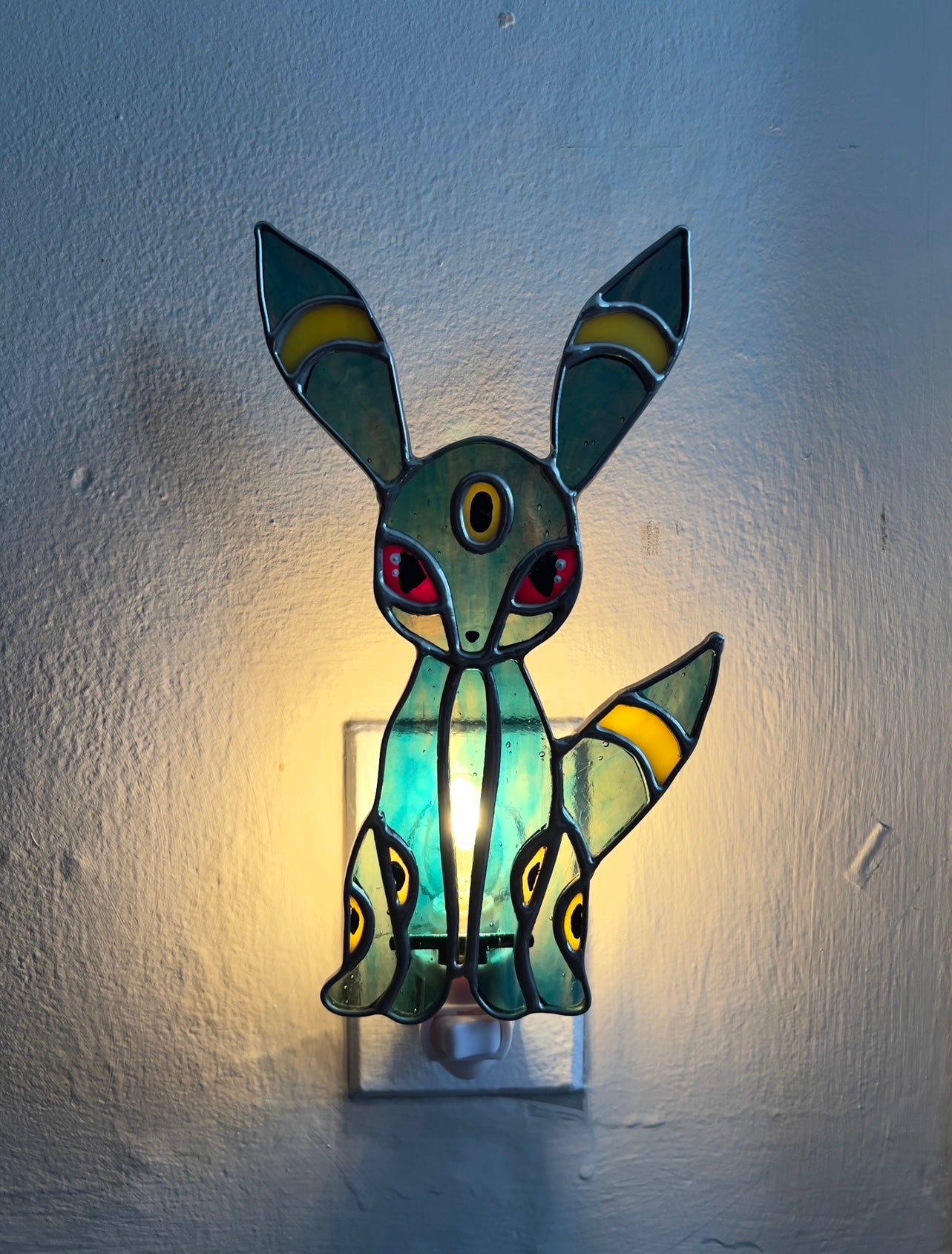 Umbreon Inspired Eeveelution Stained Glass Suncatcher or Nightlight