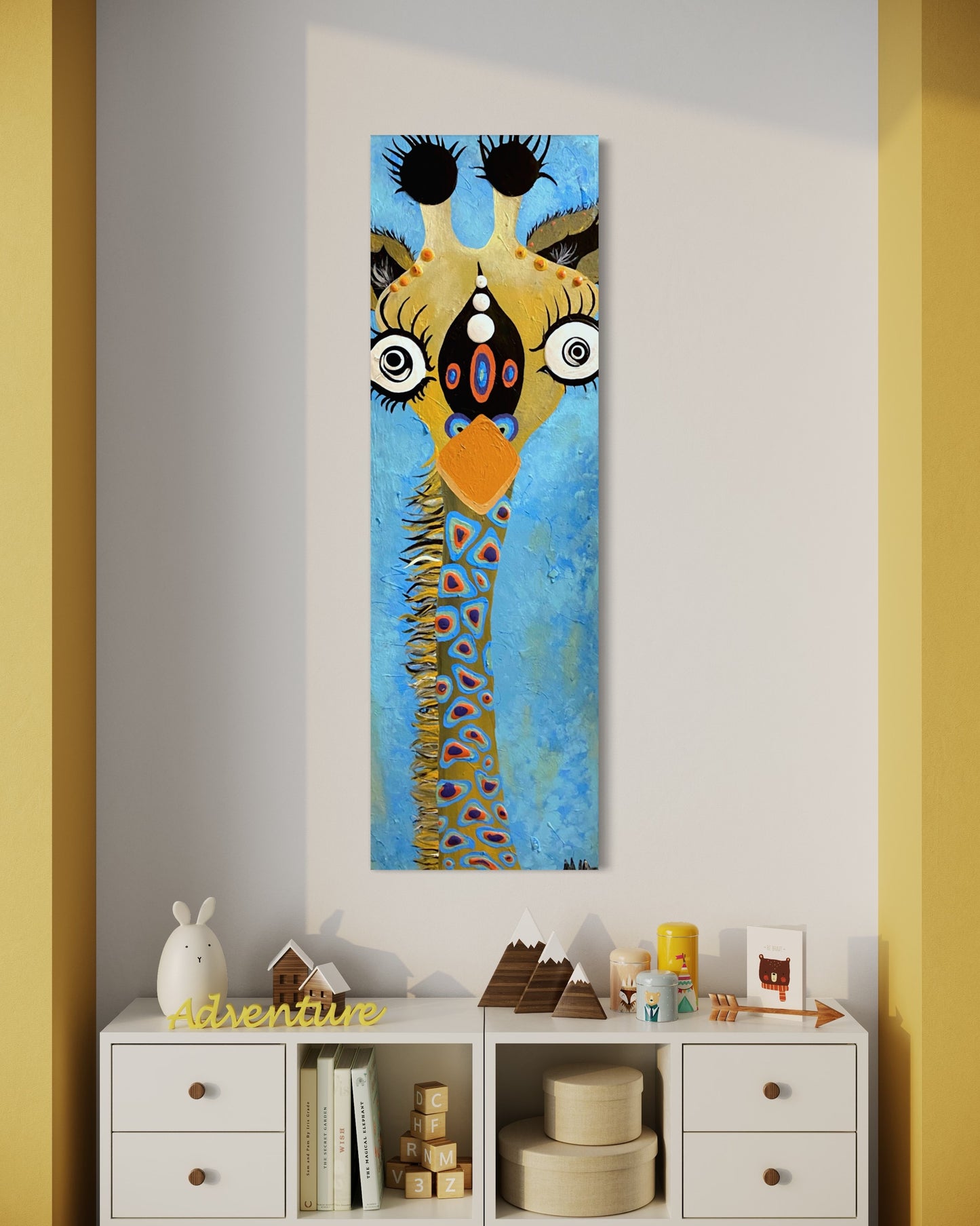 Abstract Textured Giraffe Painting
