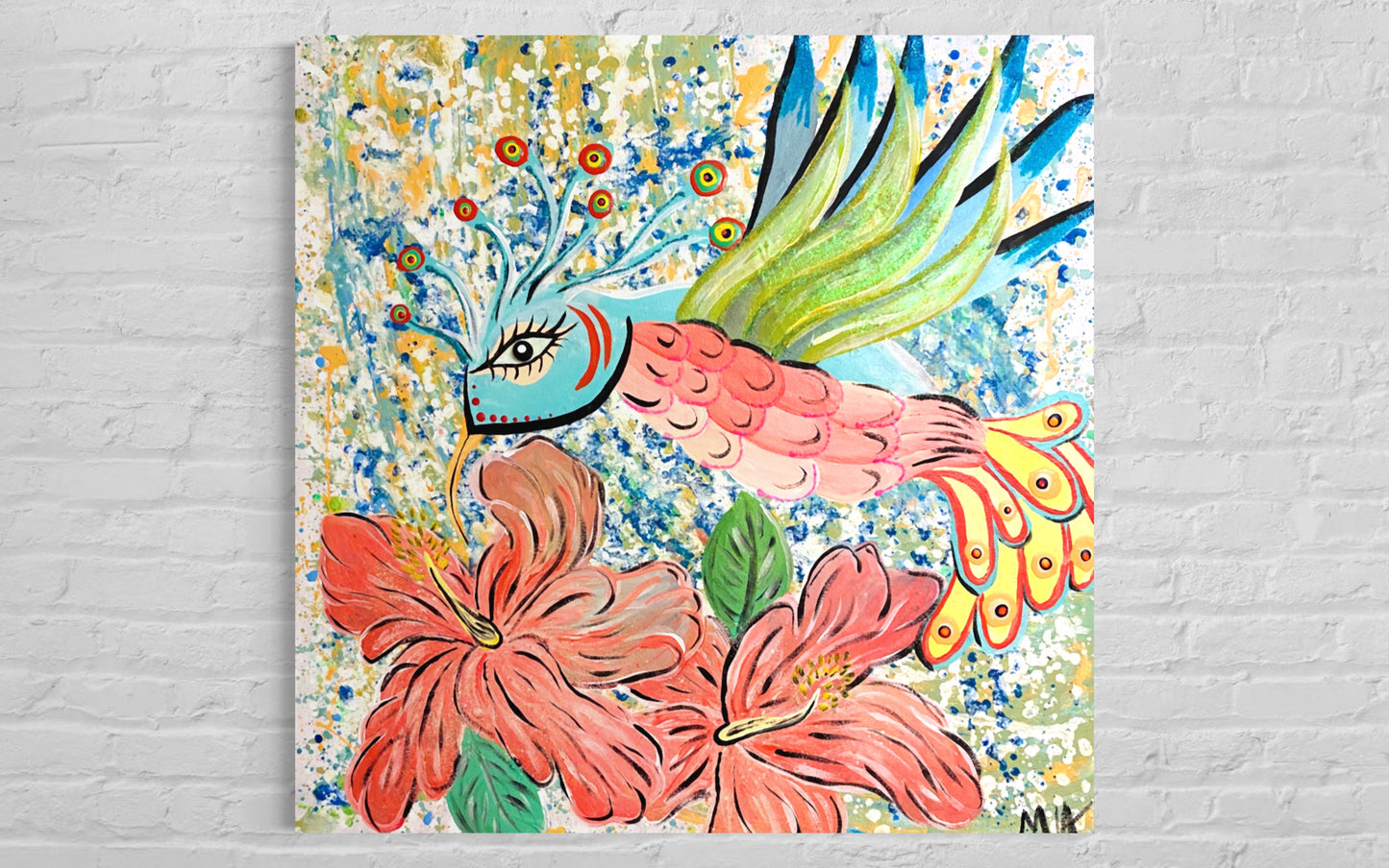 Abstract Hummingbird Painting