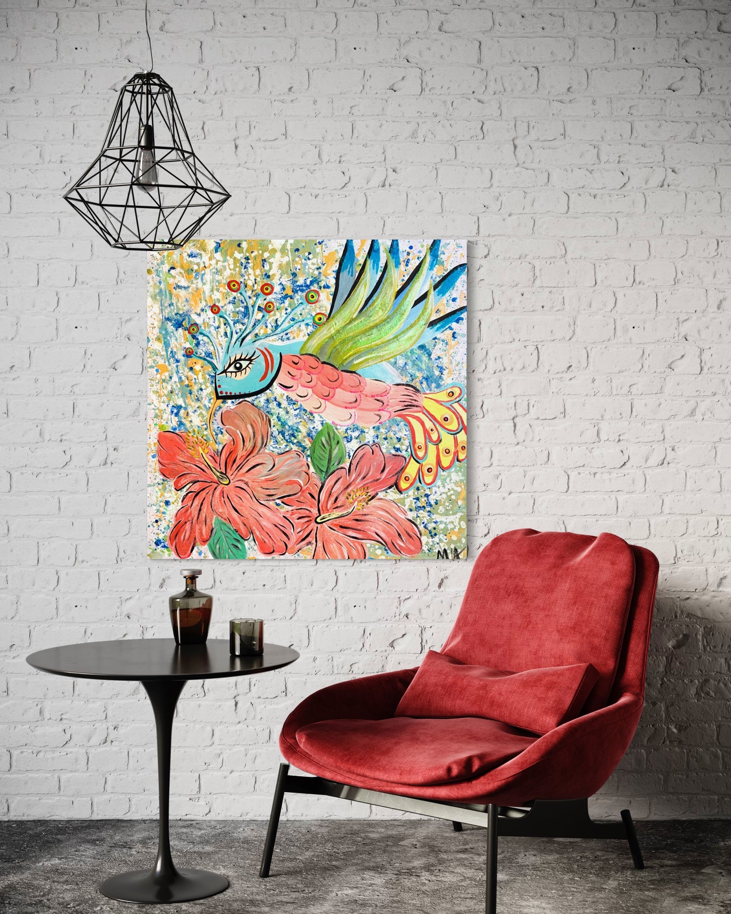 Abstract Hummingbird Painting
