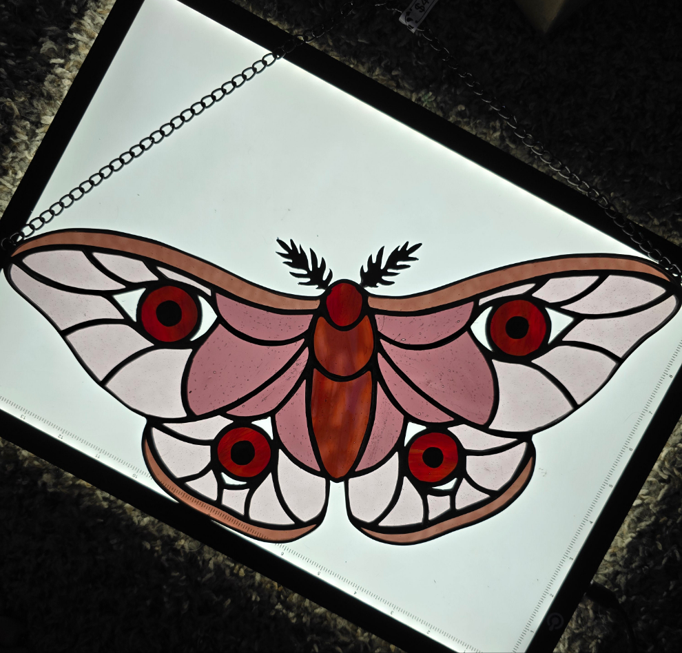 Moth Purple with Eyes Stained Glass Suncatcher