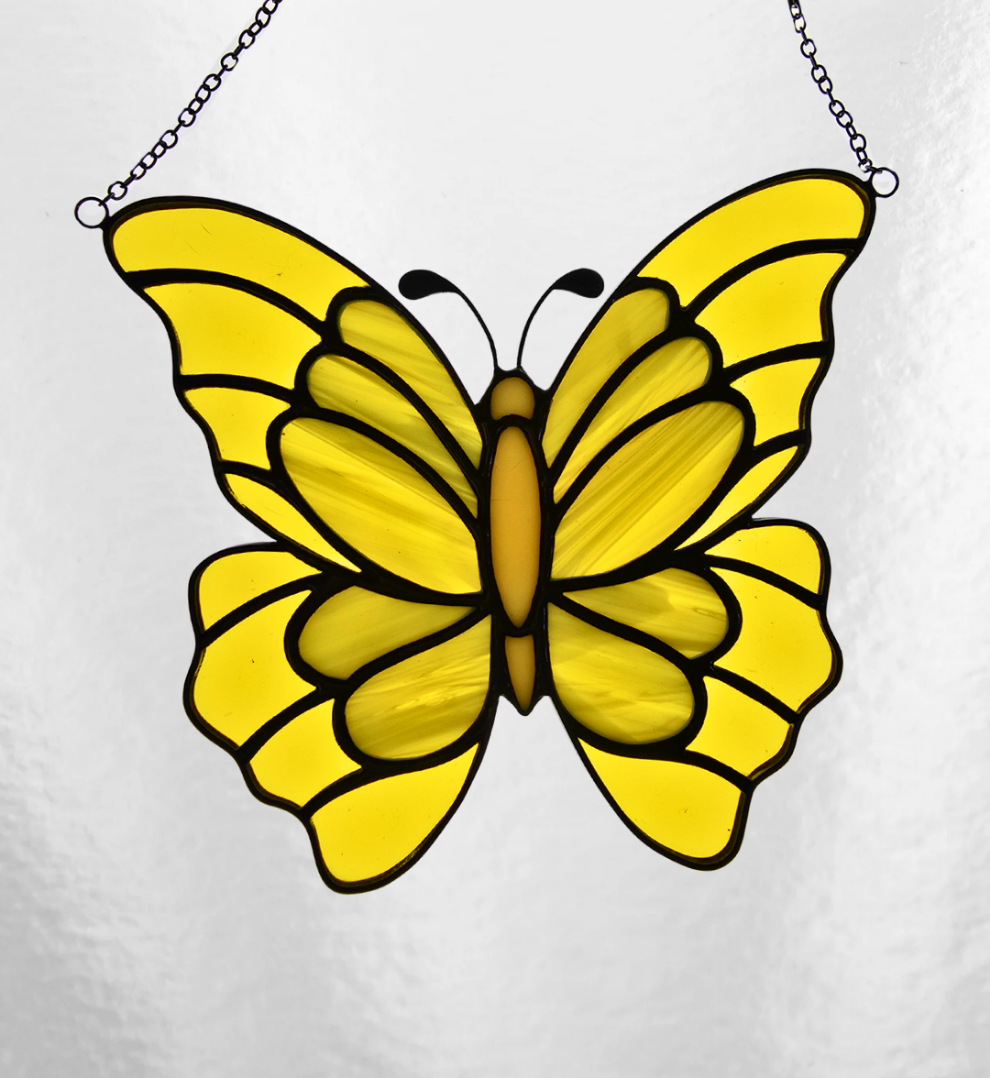 Butterfly Yellow Stained Glass Suncatcher
