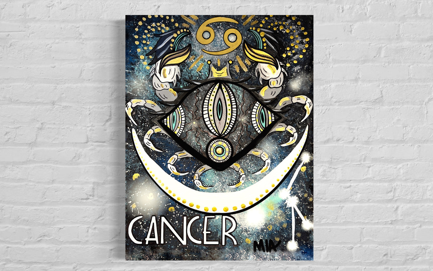 Cancer Zodiac Sign Astrology Colored Painting Prints with or without Frame
