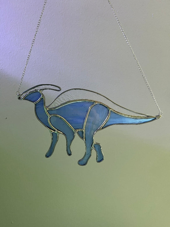 Parasaurolophus Dinosaur Stained Glass Suncatcher or Nightlight