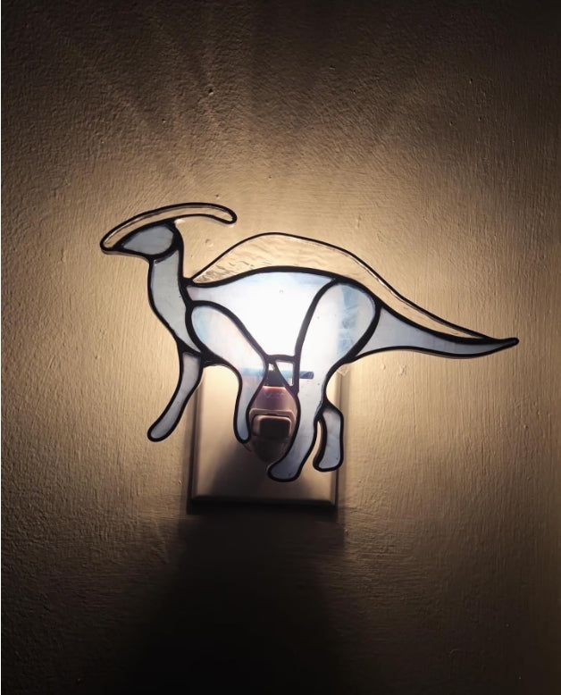 Parasaurolophus Dinosaur Stained Glass Suncatcher or Nightlight