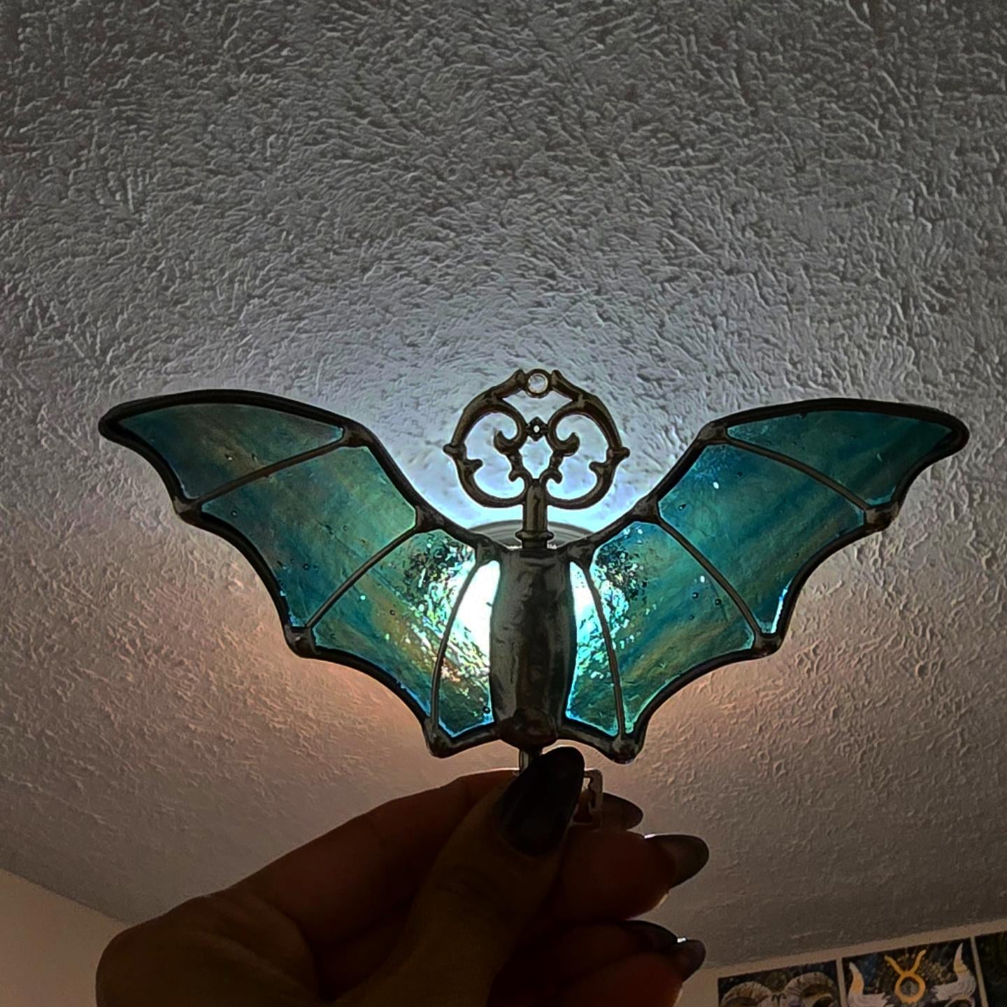 Assorted Stained Glass Bat Halloween Skeleton Keys Suncatcher