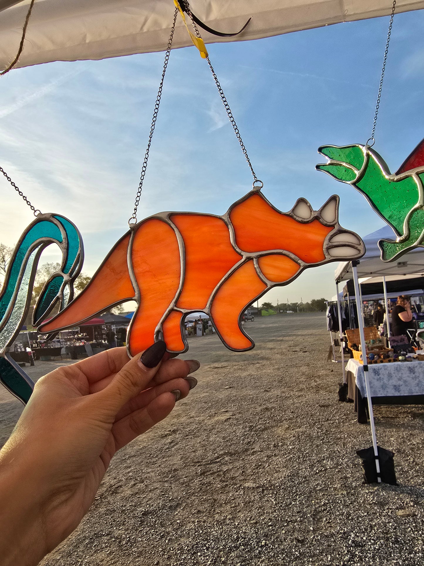 Triceratops Dinosaur Stained Glass Suncatcher or Nightlight