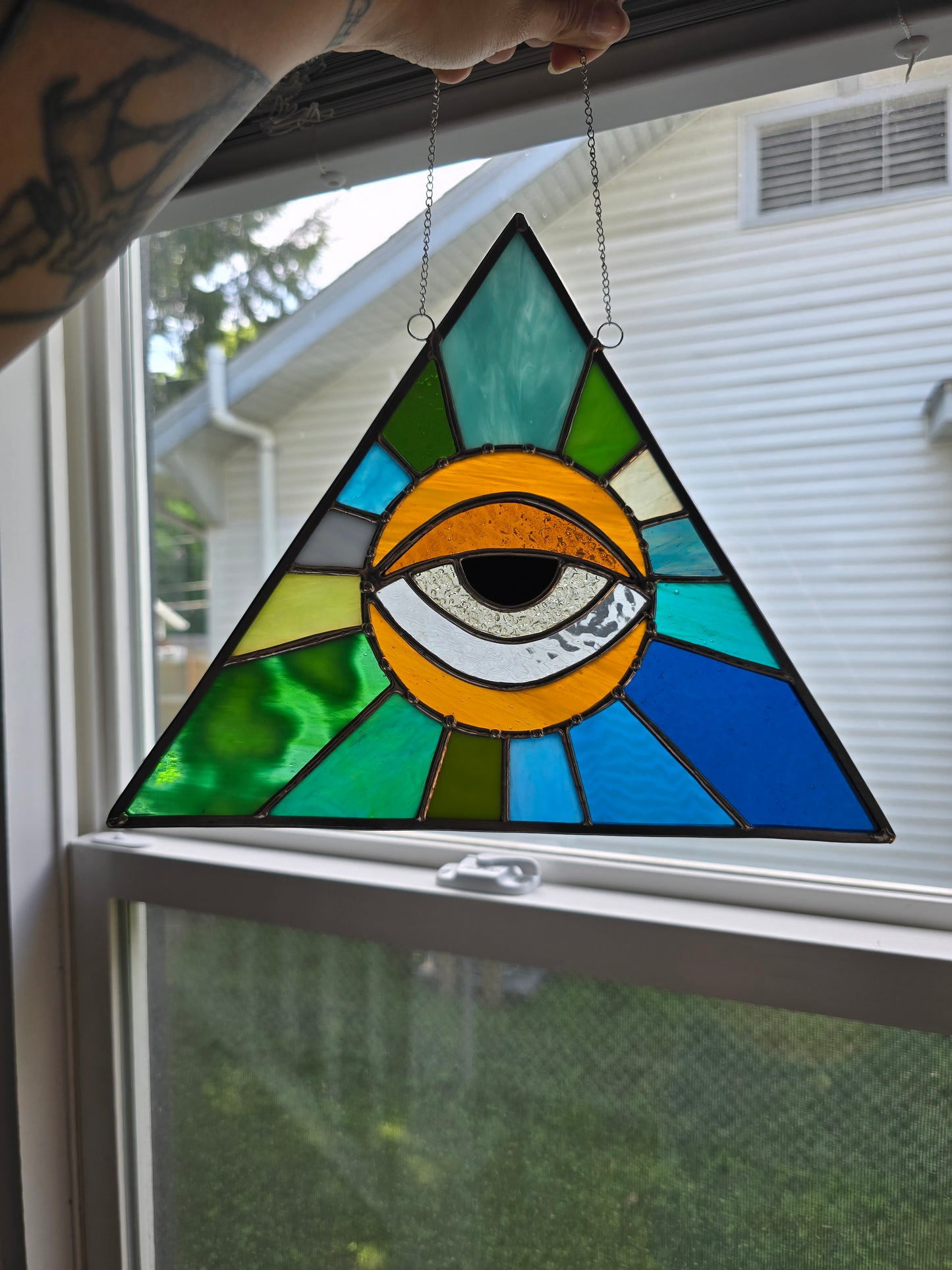 Eye Stained Glass Ball Illuminati Suncatcher