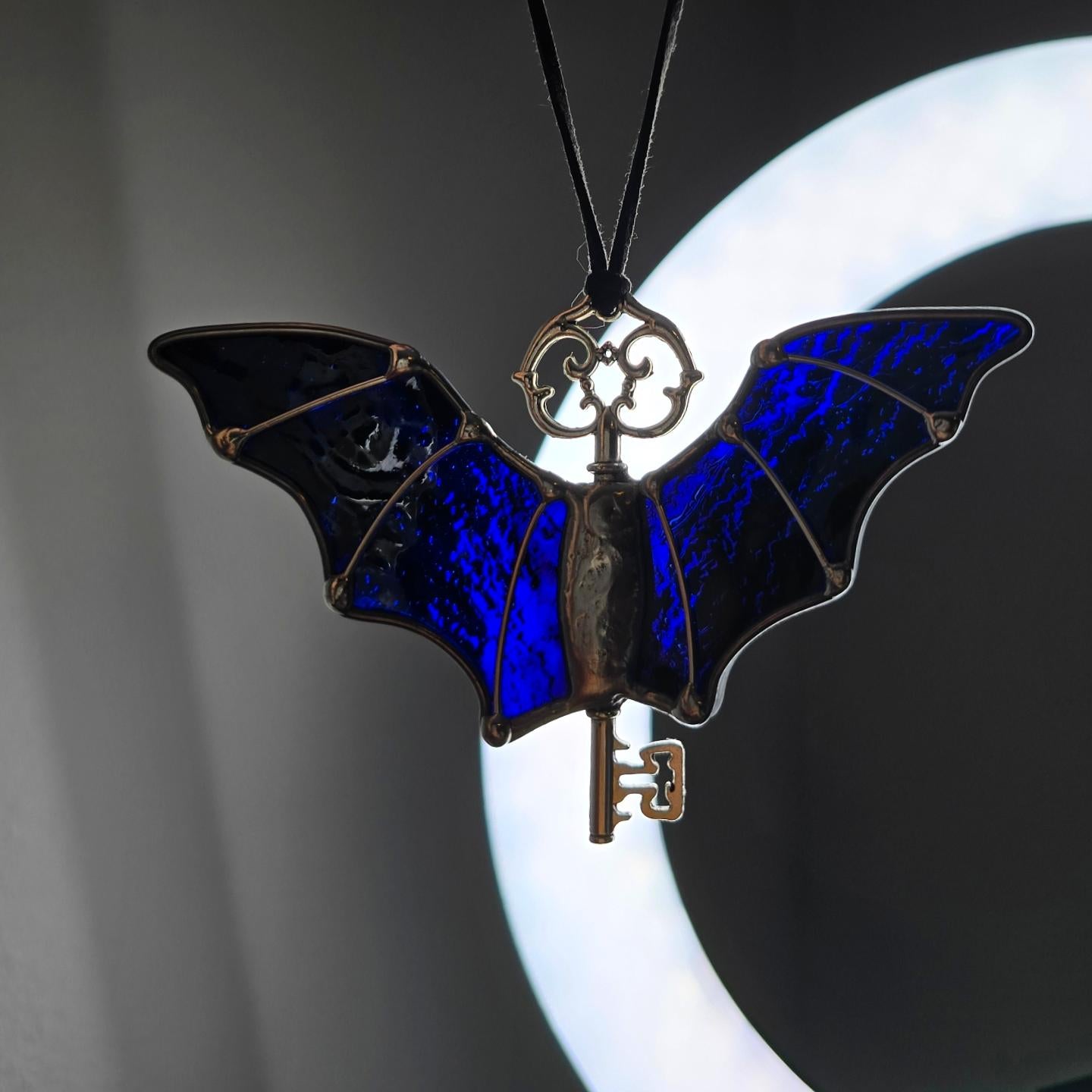 Assorted Stained Glass Bat Halloween Skeleton Keys Suncatcher