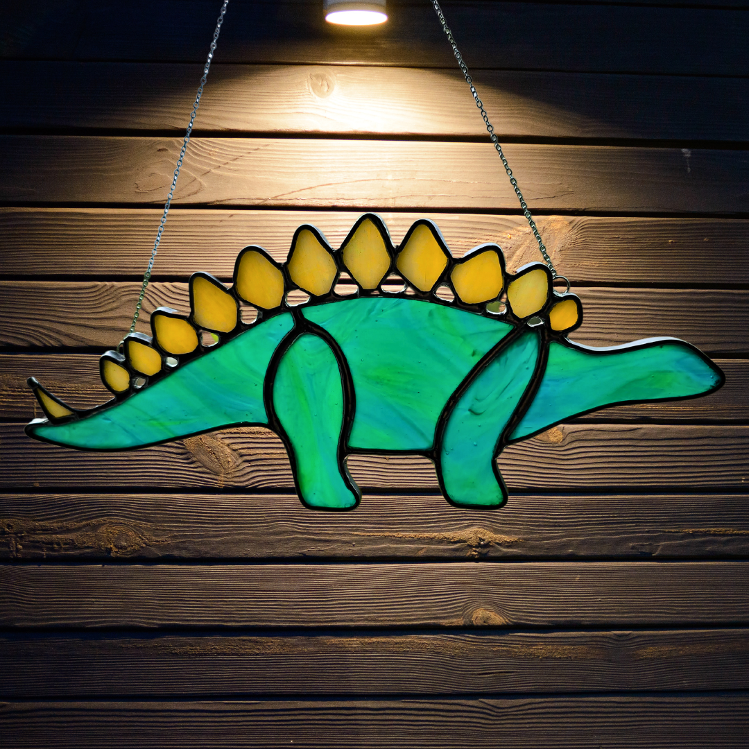Stegosaurus Dinosaur Stained Glass Suncatcher or Nightlight