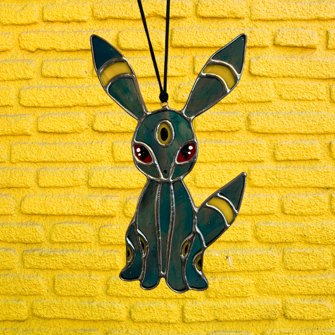 Umbreon Inspired Eeveelution Stained Glass Suncatcher or Nightlight