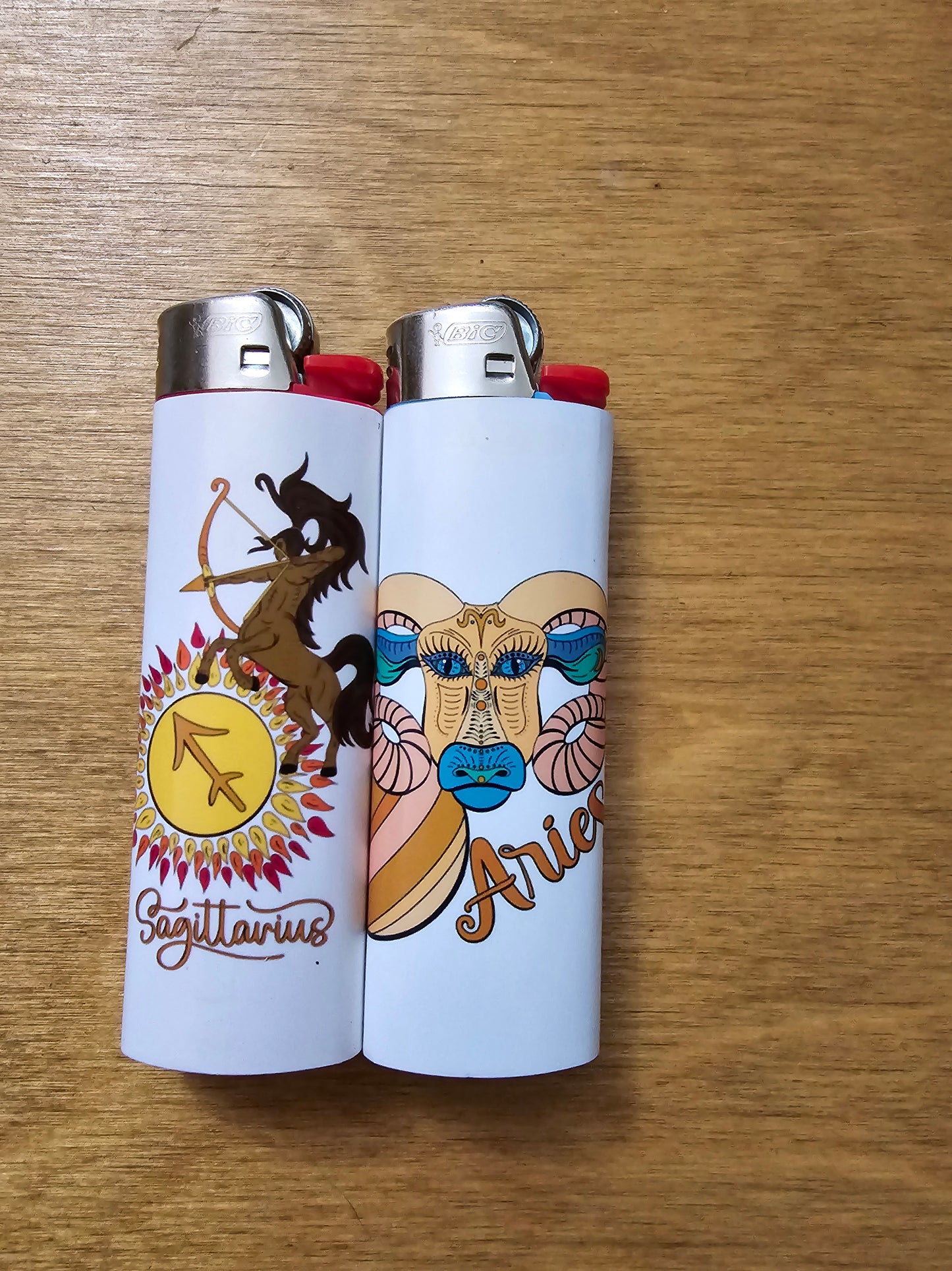 Zodiac Signs Astrology Colored Painting Printed Lighters