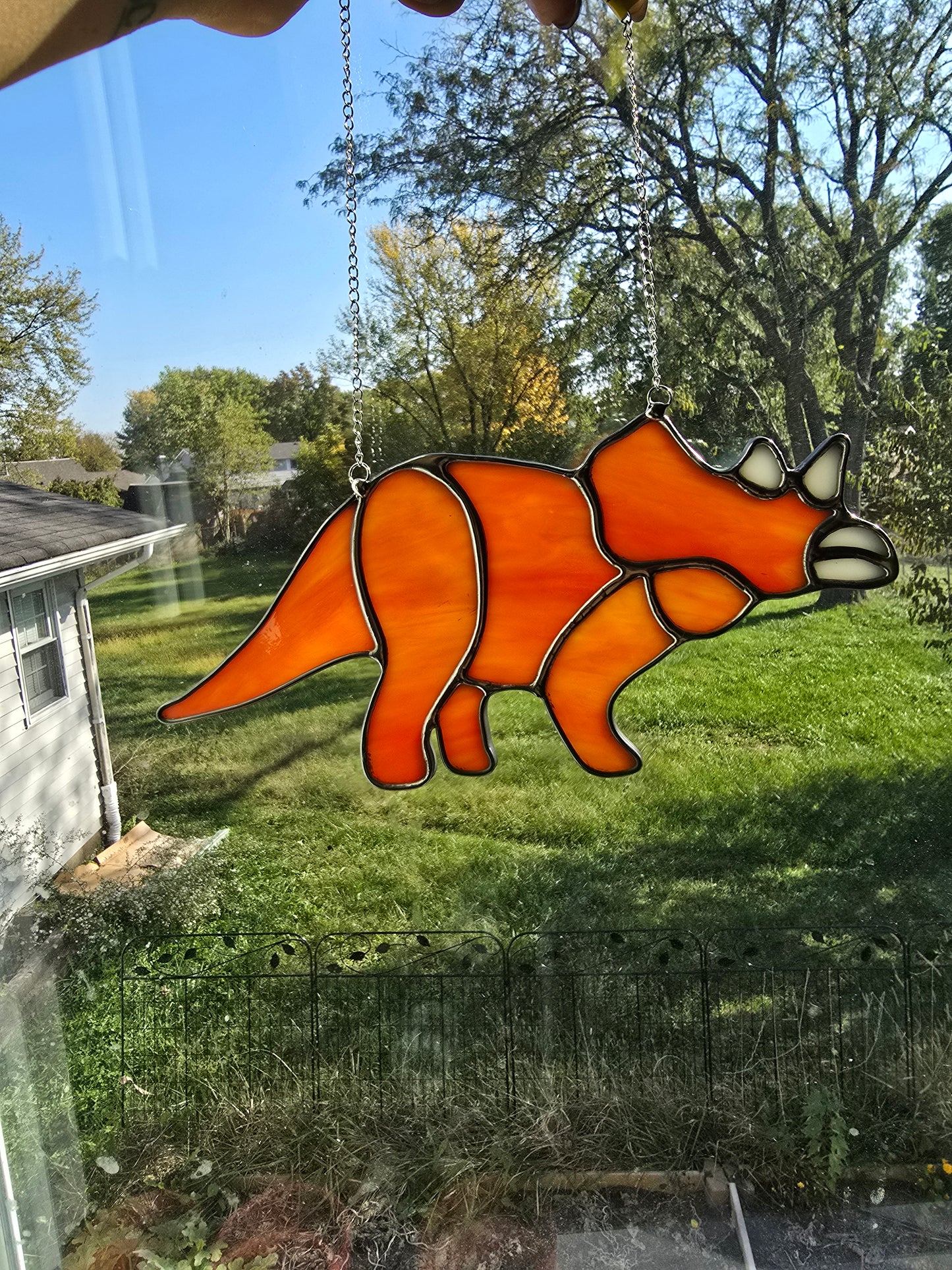 Triceratops Dinosaur Stained Glass Suncatcher or Nightlight