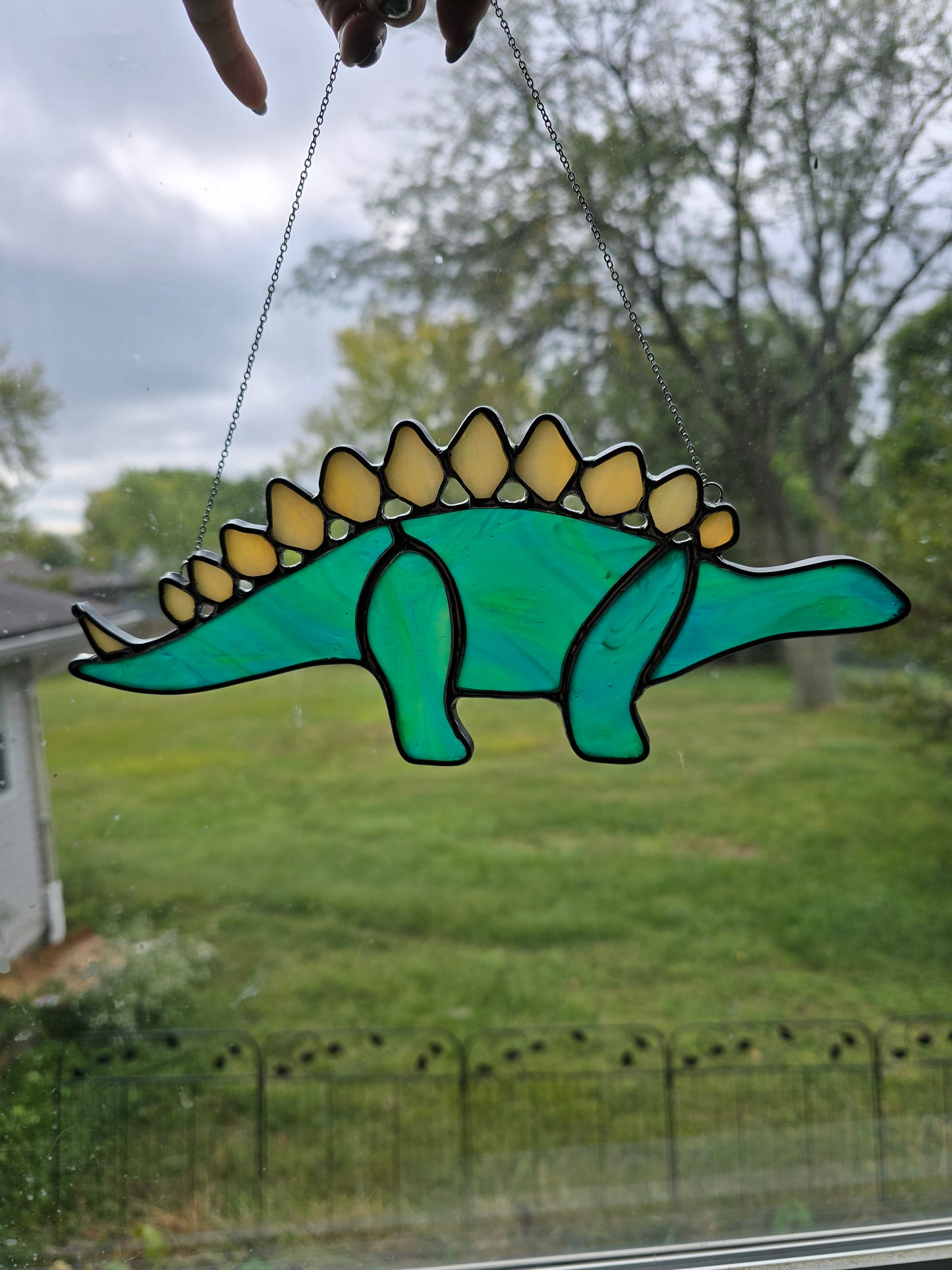 Stegosaurus Dinosaur Stained Glass Suncatcher or Nightlight