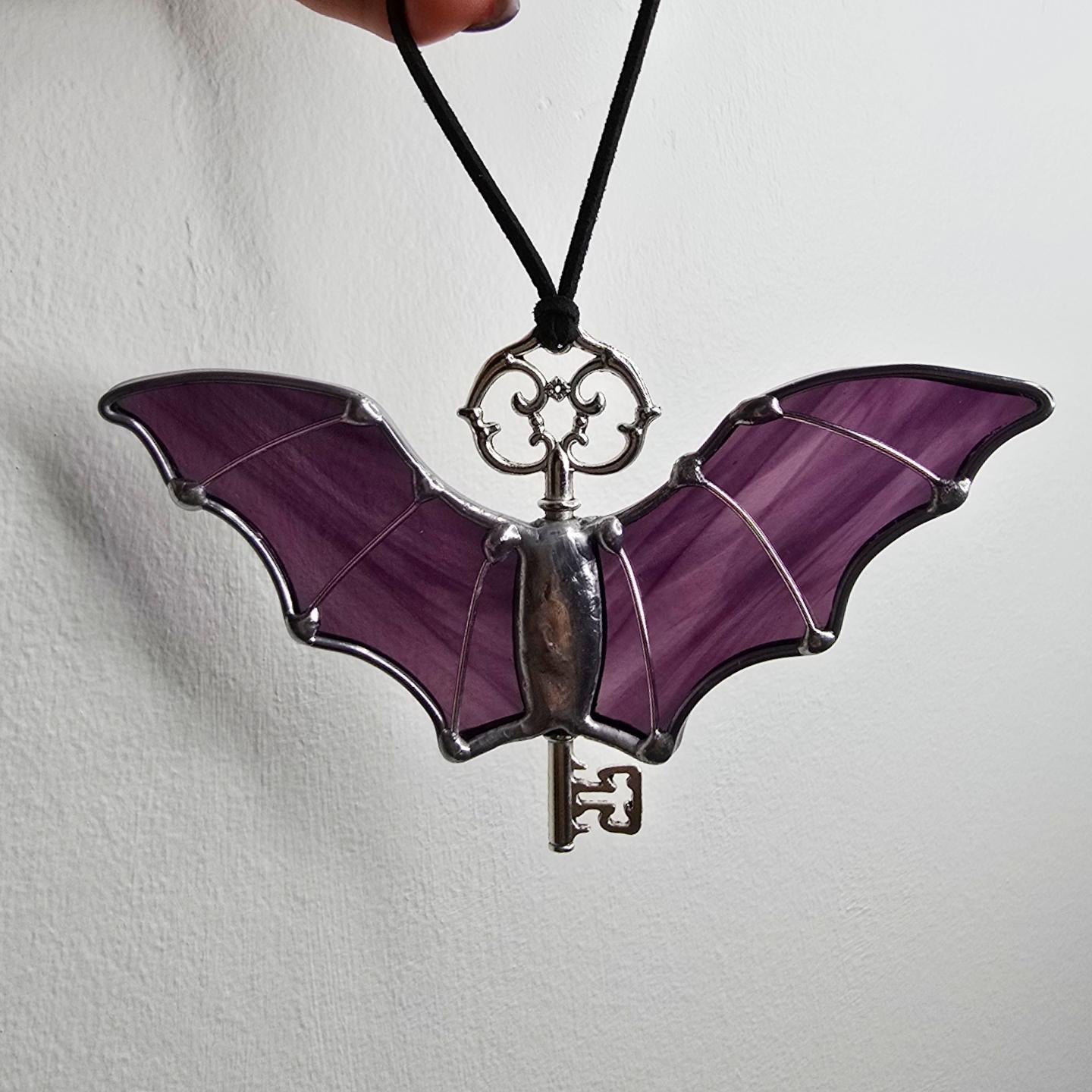 Assorted Stained Glass Bat Halloween Skeleton Keys Suncatcher