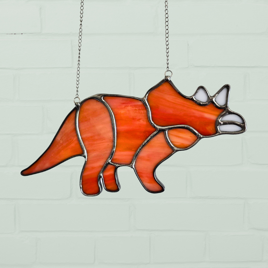 Triceratops Dinosaur Stained Glass Suncatcher or Nightlight