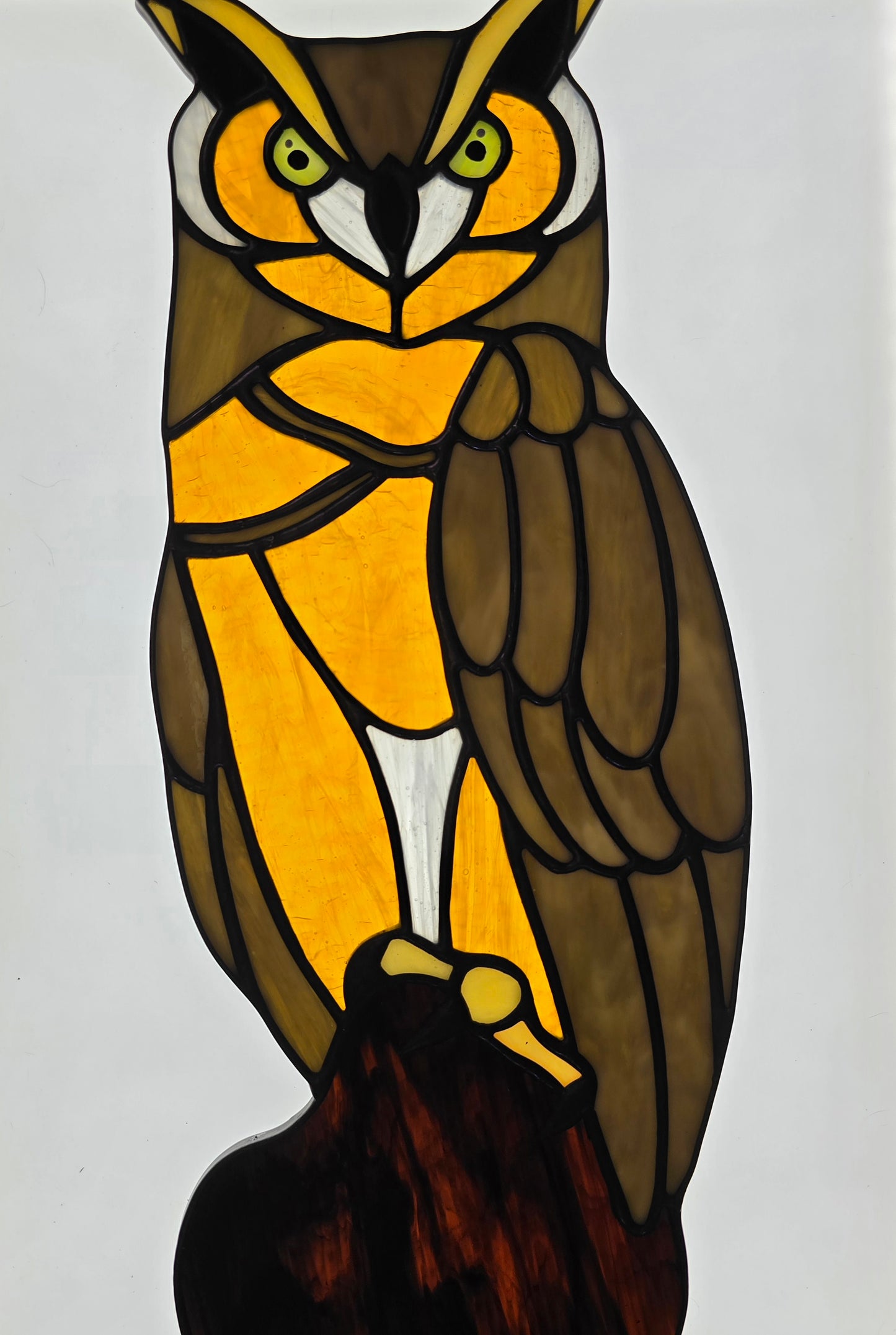 Bird Great Horned Owl Stained Glass Suncatcher
