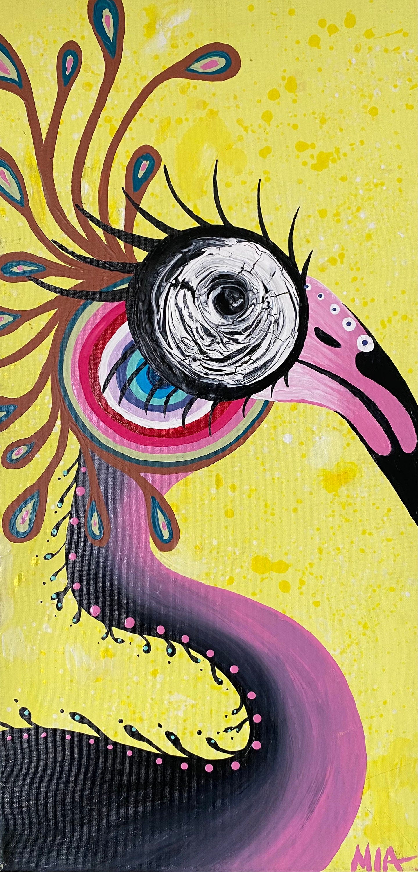 Abstract Flamingo Painting