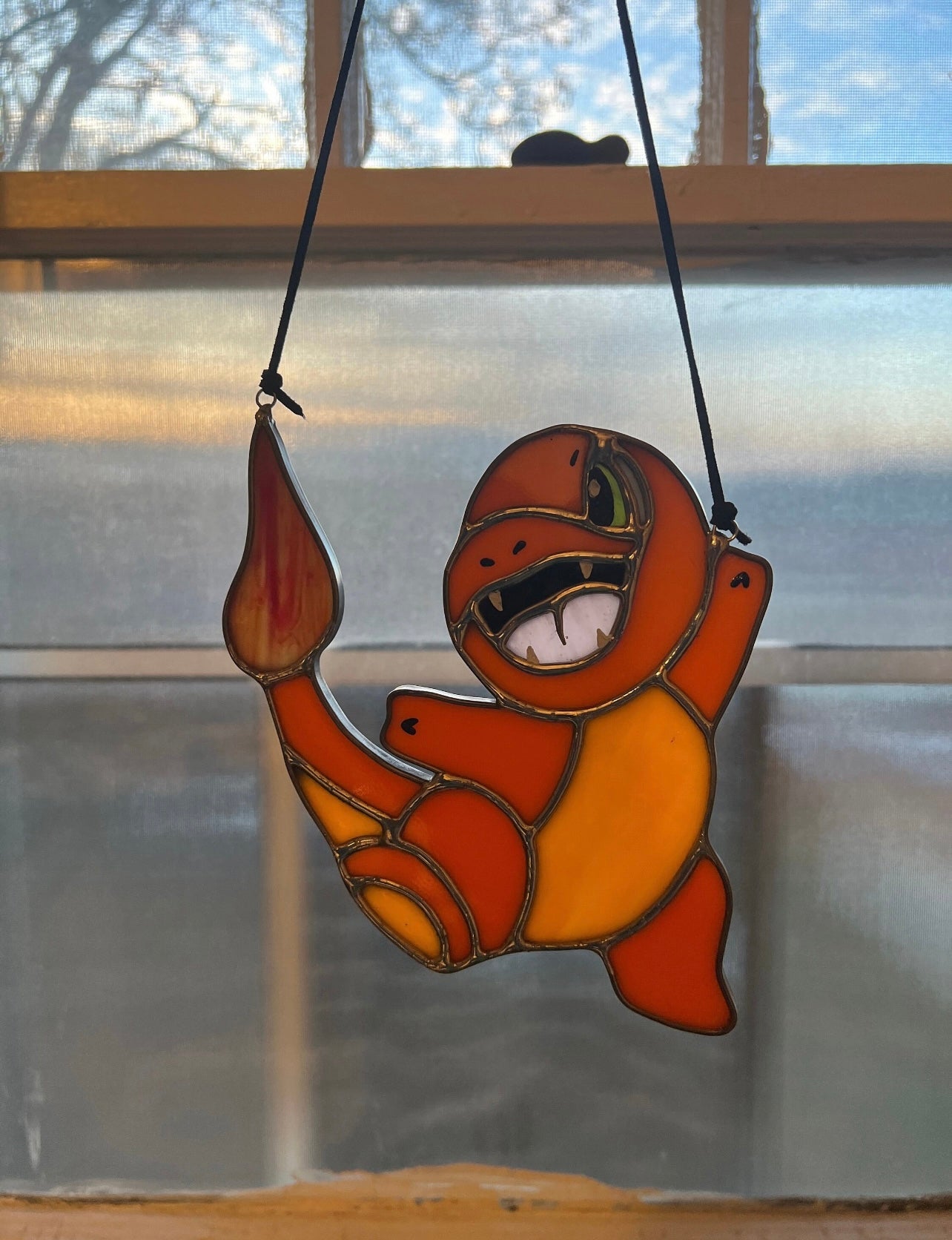 Charmander Inspired Stained Glass Suncatcher or Nightlight