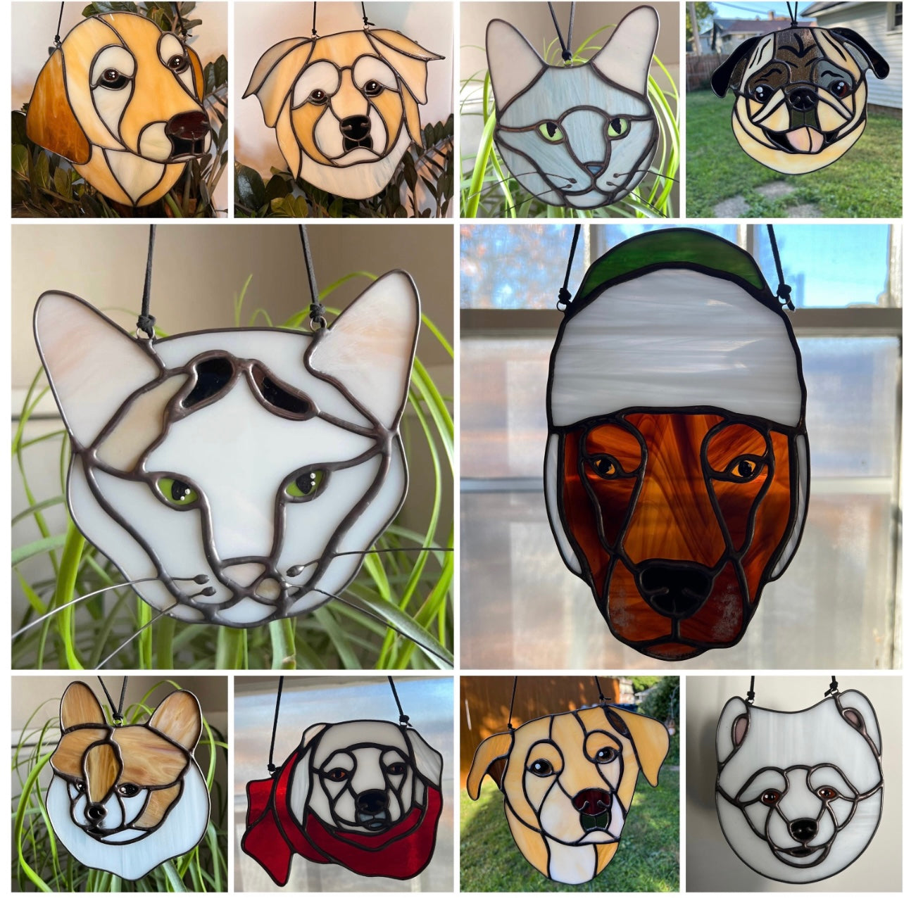 Custom Pet Portrait Stained Glass Suncatcher