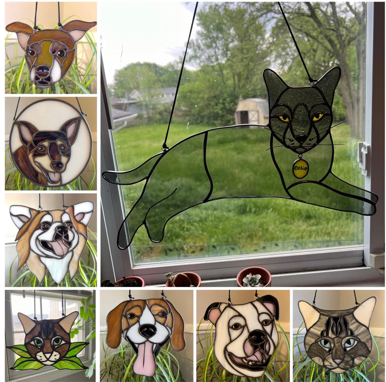 Custom Pet Portrait Stained Glass Suncatcher