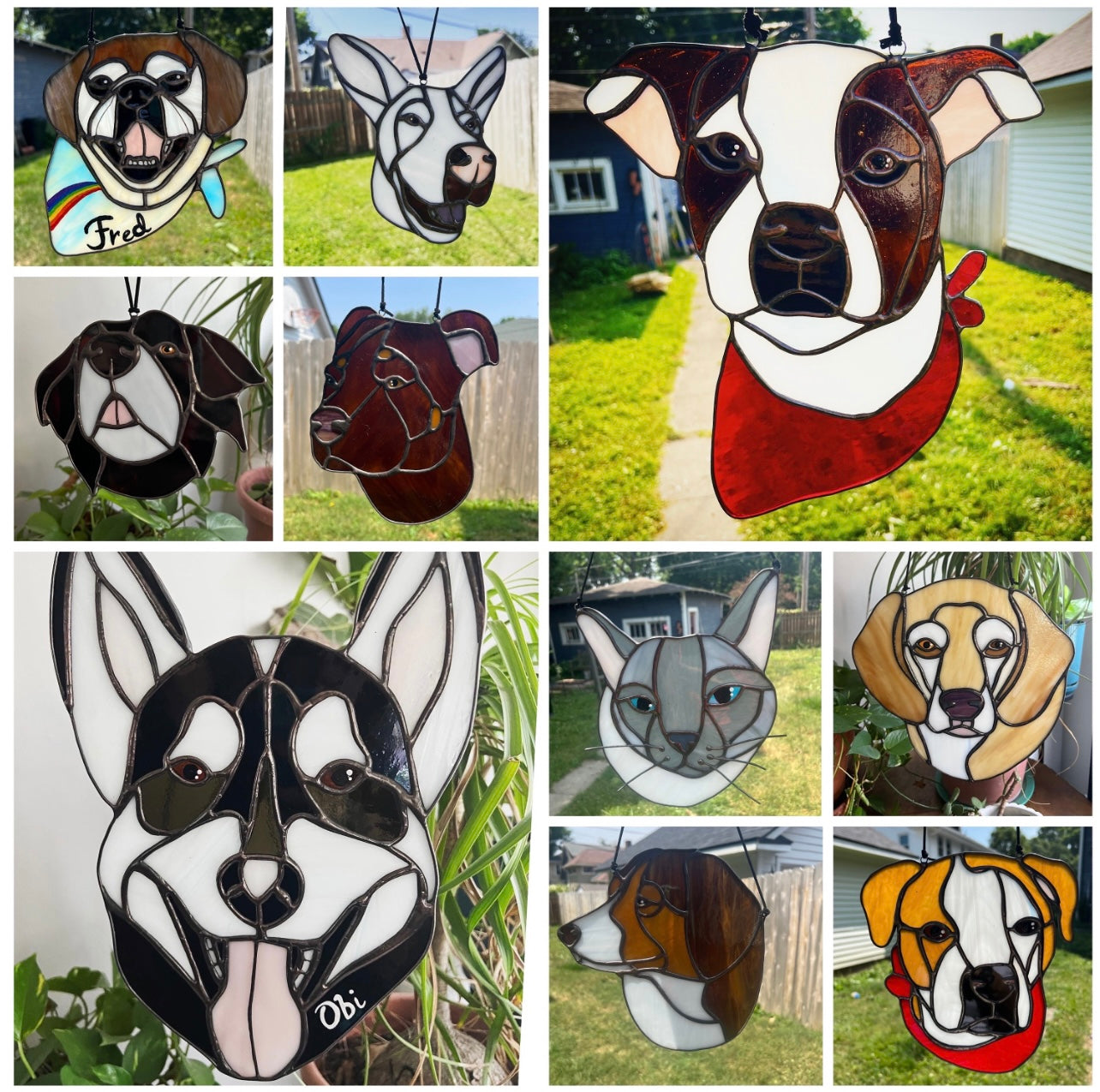 Custom Pet Portrait Stained Glass Suncatcher