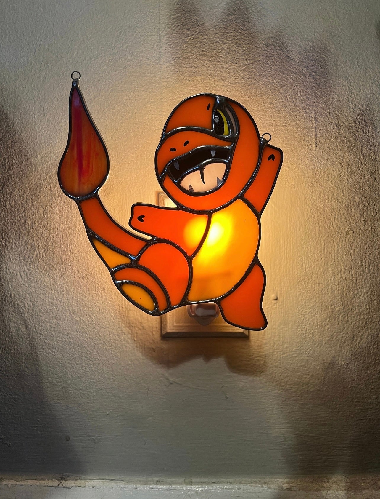 Charmander Inspired Stained Glass Suncatcher or Nightlight