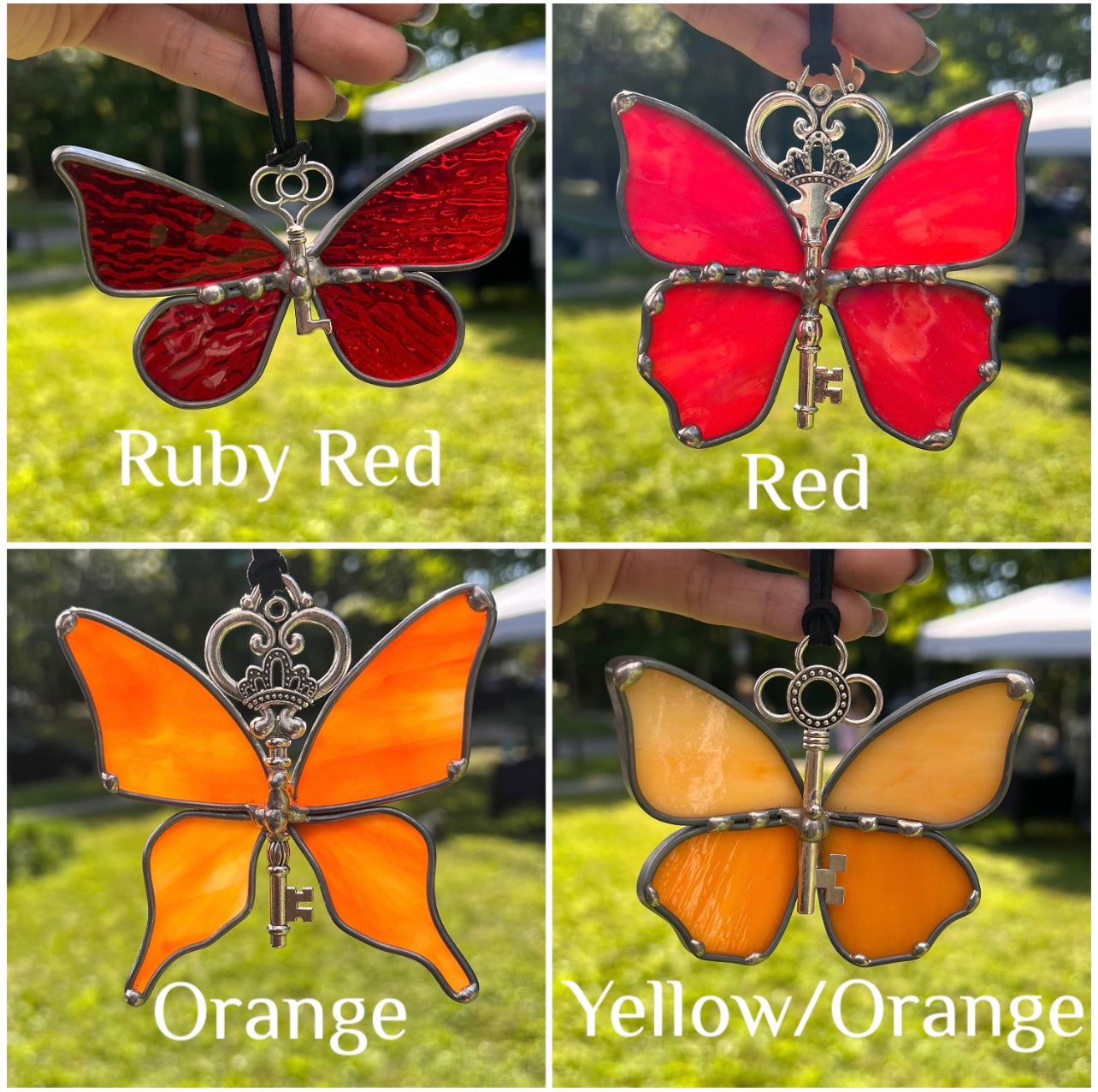 Assorted Stained Glass Butterfly Dragonfly Skeleton Keys Suncatcher