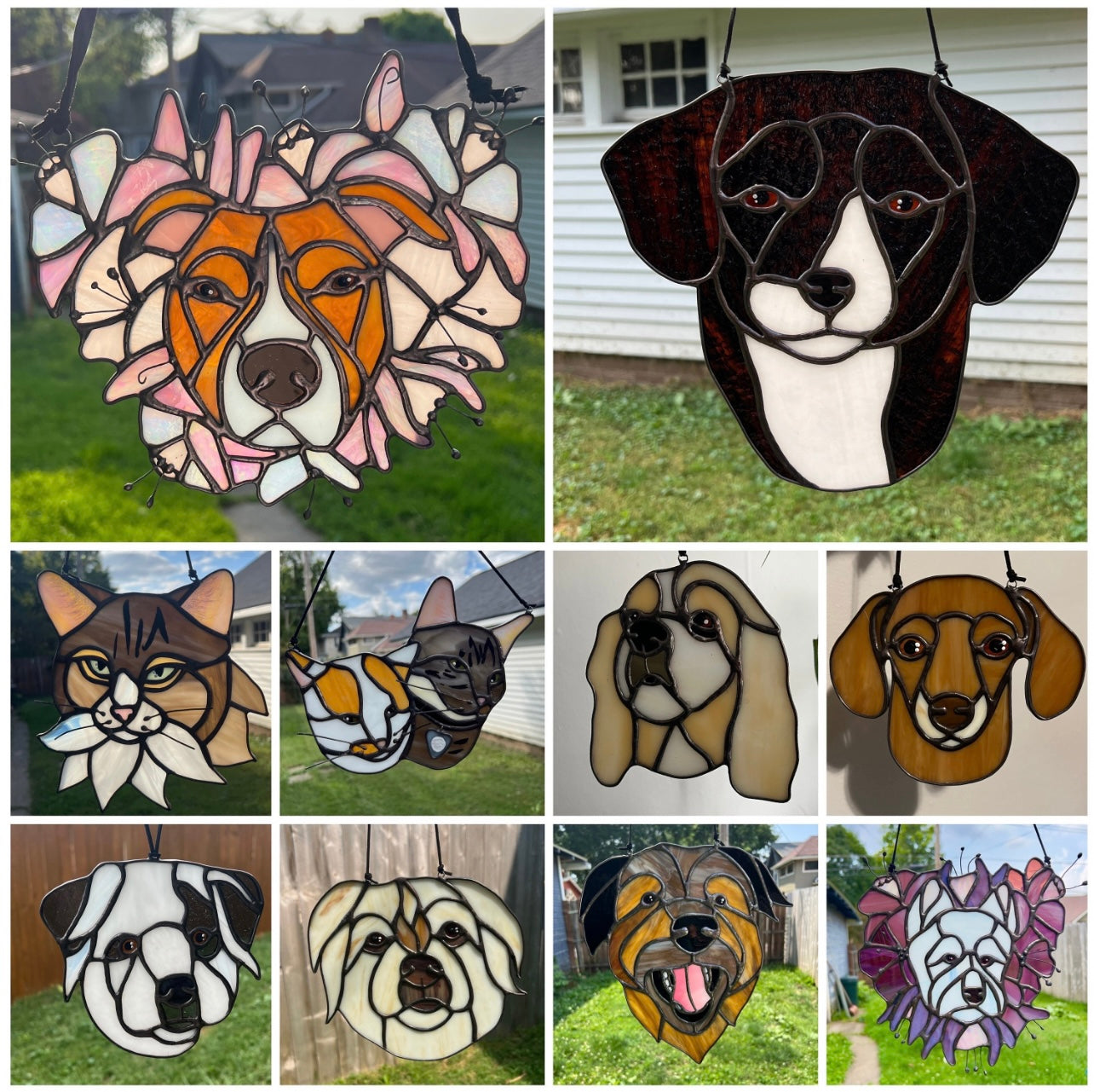 Custom Pet Portrait Stained Glass Suncatcher