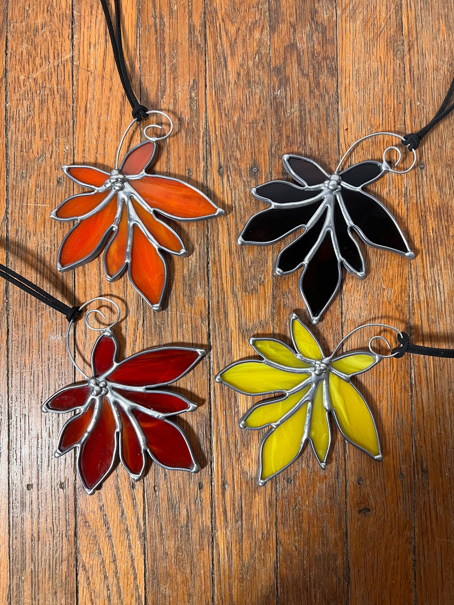 Fall Leaf or Leaves Bundle Stained Glass Suncatcher