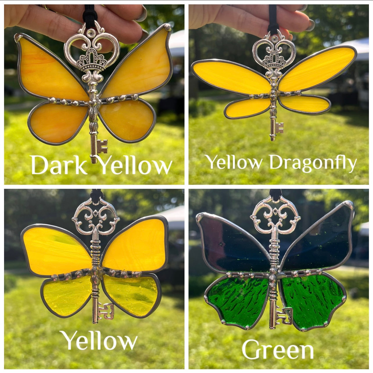 Assorted Stained Glass Butterfly Dragonfly Skeleton Keys Suncatcher