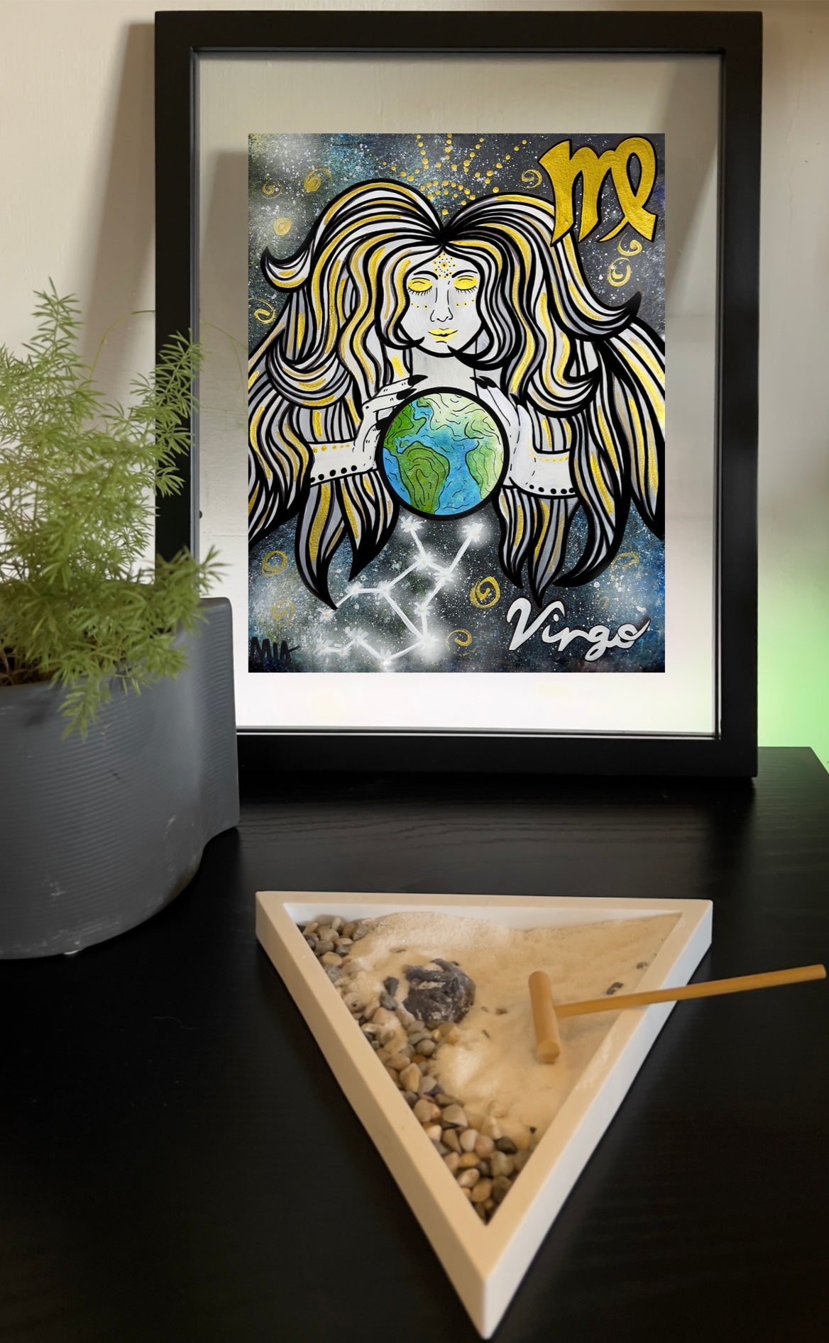 Virgo Zodiac Sign Astrology Colored Painting Prints with or without Frame