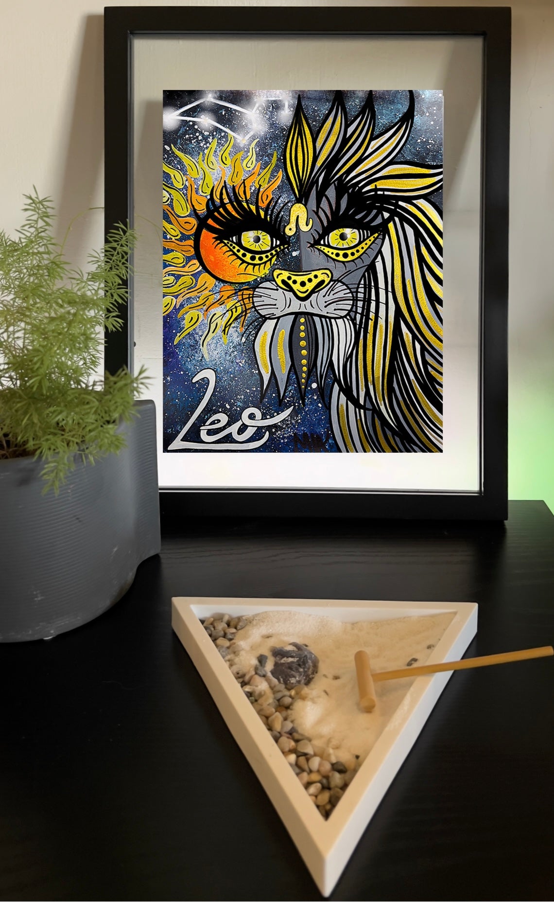 Leo Zodiac Signs Astrology Colored Painting Prints with or without Frame