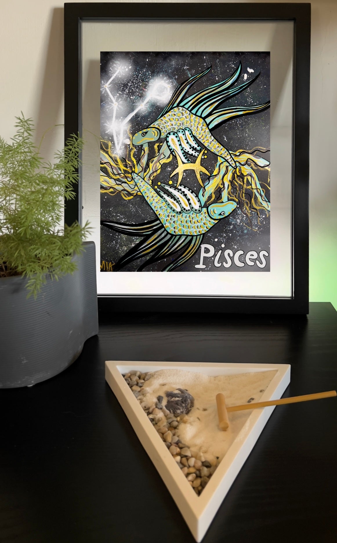 Pisces Zodiac Signs Astrology Colored Painting Prints with or without Frame