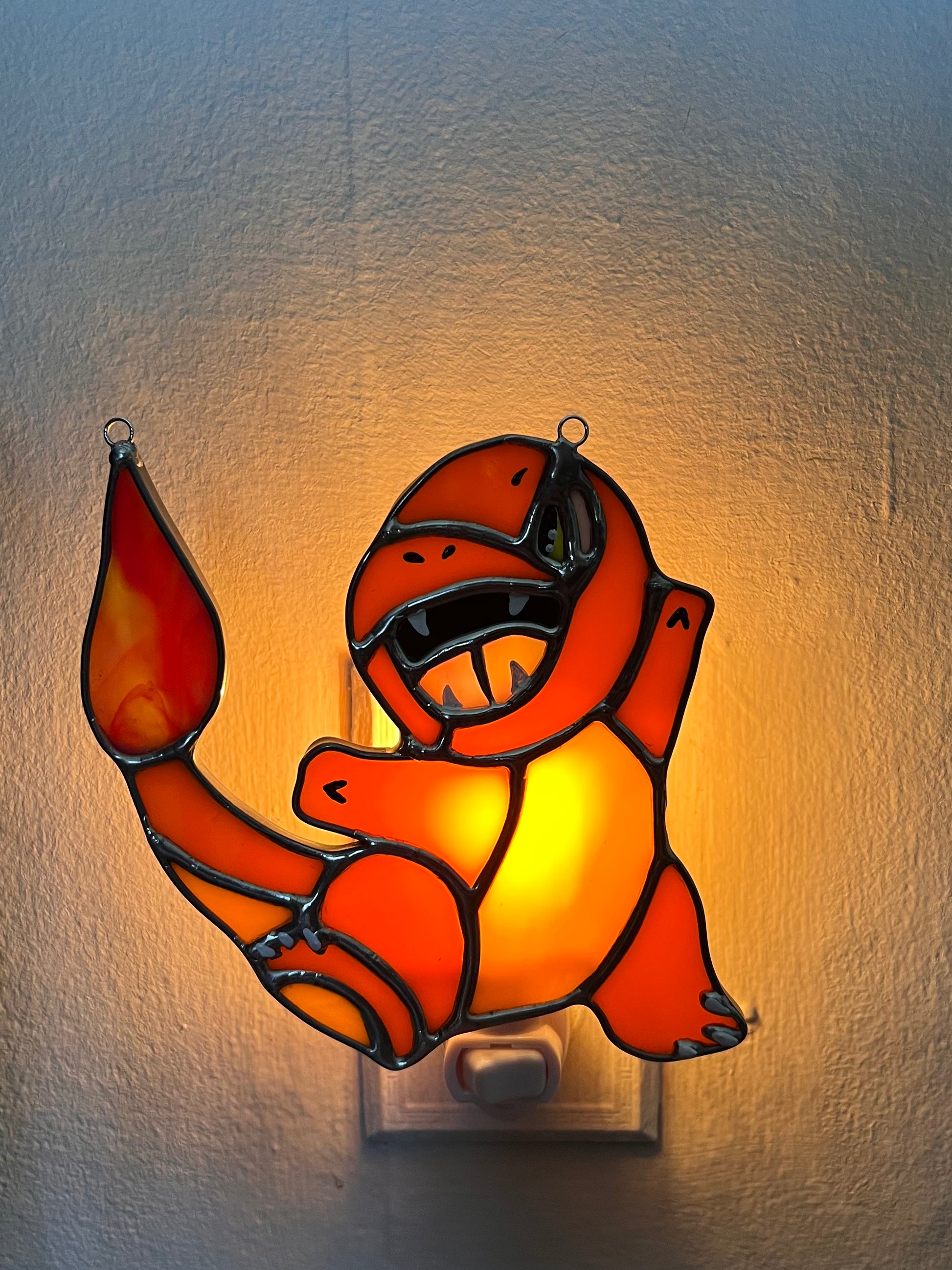 Charmander Inspired Stained Glass Suncatcher or Nightlight Miasnoodle