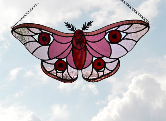 Moth Purple with Eyes Stained Glass Suncatcher