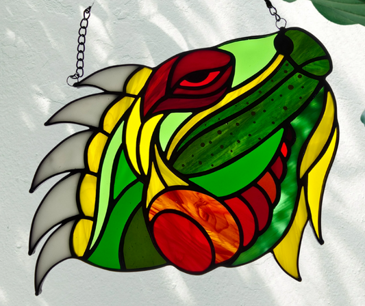 Iguana Stained Glass Lizard Suncatcher