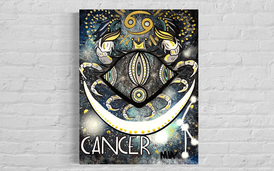 Cancer Zodiac Signs Astrology Colored Painting Prints with or without Frame
