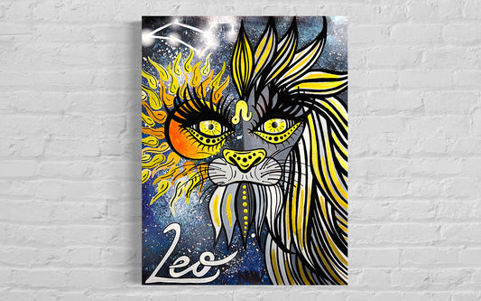 Leo Zodiac Signs Astrology Colored Painting Prints with or without Frame