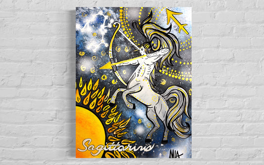 Sagittarius Zodiac Signs Astrology Colored Painting Prints with or without Frame