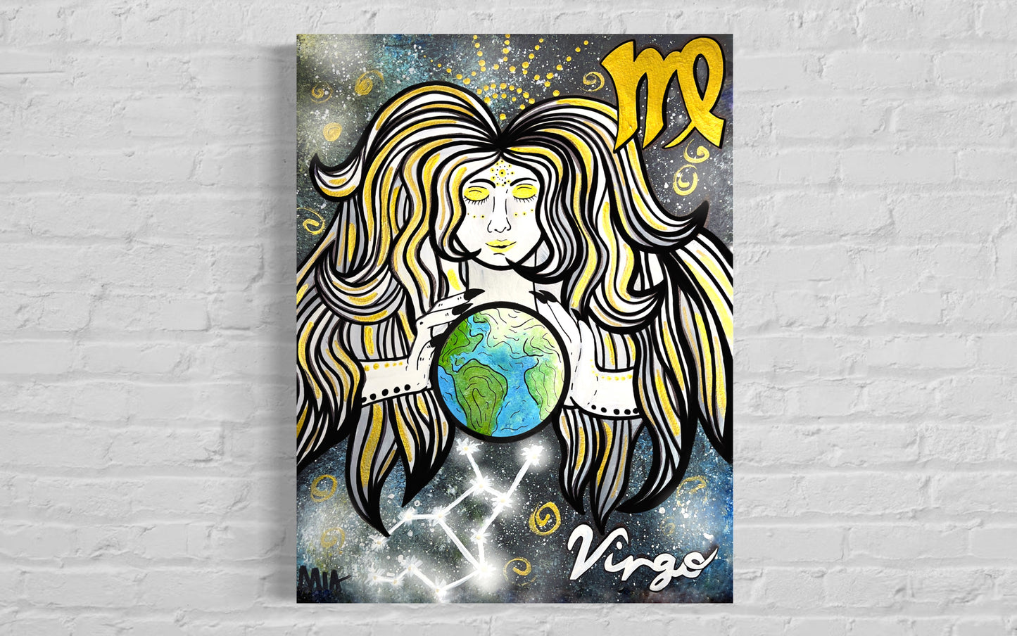 Virgo Zodiac Sign Astrology Colored Painting Prints with or without Frame