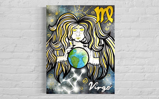 Virgo Zodiac Signs Astrology Colored Painting Prints with or without Frame