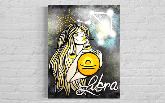 Libra Zodiac Signs Astrology Colored Painting Prints with or without Frame