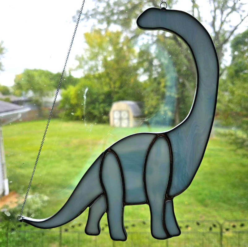 Brontosaurus Dinosaur Stained Glass Suncatcher or Nightlight