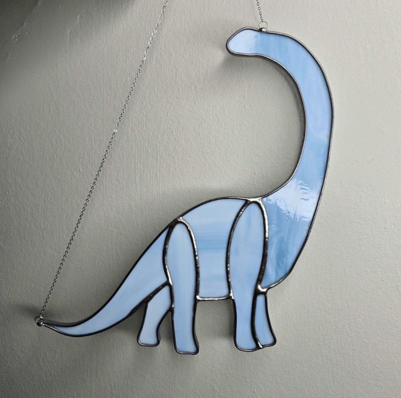 Brontosaurus Dinosaur Stained Glass Suncatcher or Nightlight