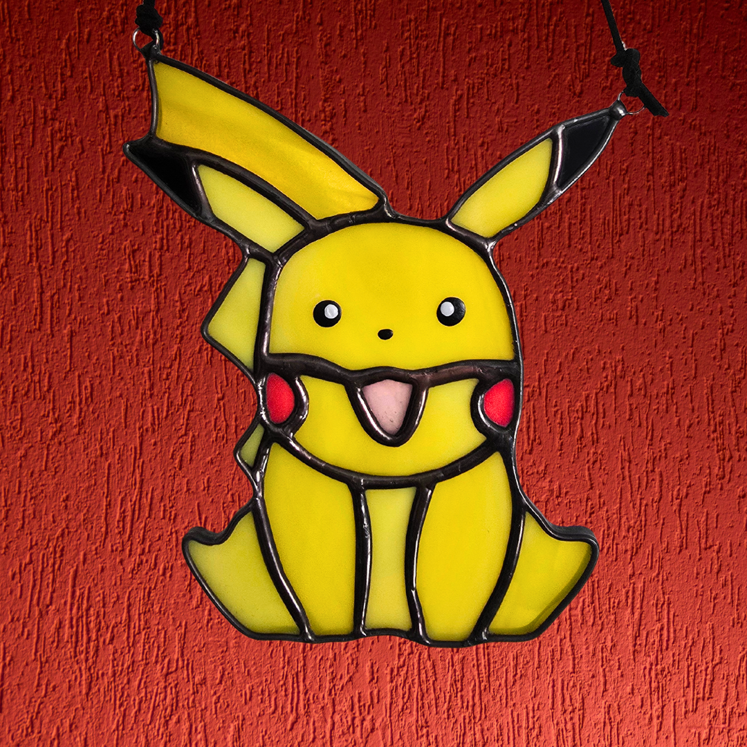 Pikachu Inspired Stained Glass Suncatcher or Nightlight