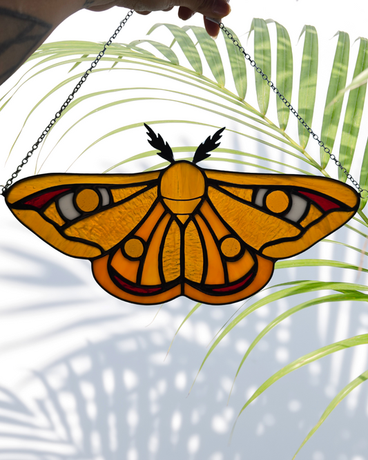 Moth Emperor Stained Glass Suncatcher