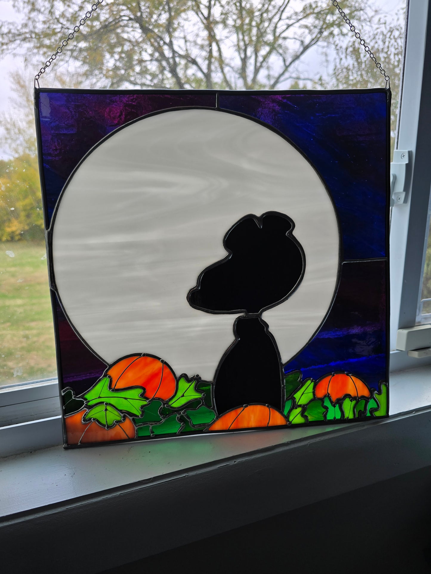 Snoopy Charlie Brown Inspired Stained Glass Suncatcher Halloween