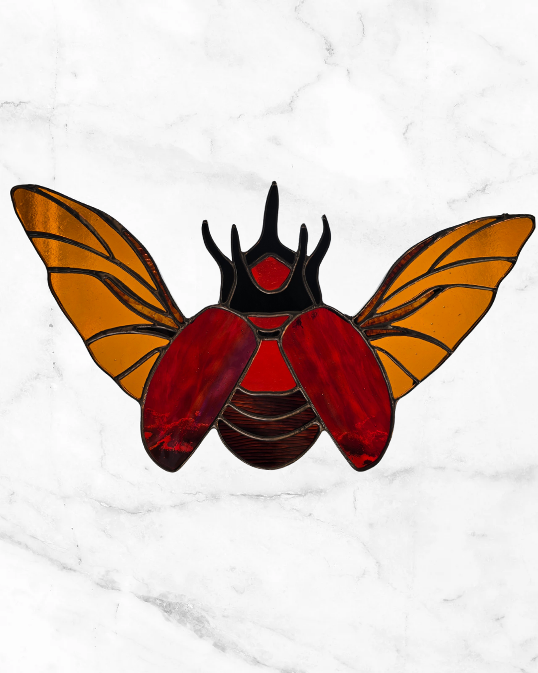Beetle Red Giant Flying  Goliathus Goliatus Stained Glass Suncatcher
